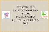 CENTRO DE SALUD FAMILIAR FLOR FERNÁNDEZ ......NUESTRA FILOSOFIA “Posicionar nuestro Centro de Salud Familiar, destacándolo a nivel comunal por su calidad, buen trato al usuario