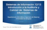 Sistemas de Información 12/13 Introducción a la Auditoría ...webdiis.unizar.es/~raqueltl/SI/T12_IntroAuditoriaSI_PartB.pdf · Sistemas de Información Raquel Trillo Lado Auditoría