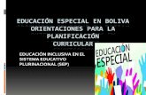 EDUCACIÓN ESPECIAL EN BOLIVA ORIENTACIONES PARA LA … · 2016-04-04 · § La Constitución Política del Estado y la Ley de la Educación N° 070 , como parte del proceso de construcción