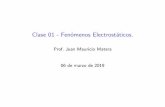 Clase 01 - Fenómenos Electrostáticos.matera/fisicaii/2019/pdf/clase-01.pdf · Lamateria I Lamateriaestáformada porátomos I Losprotonestienencarga positiva(1,6×10−19C), mientrasqueloselectrones