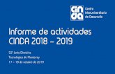 Informe de actividades CINDA 2018 – 2019 · 2020-01-17 · Agenda Junta Directiva 09:30 – 11:00 Asuntos institucionales 11.00 – 11:30 Refrigerio 11.30 – 12:30 Presentación