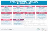 CALENDARIO DE FERIADOS ECUADOR 2019 · CALENDARIO DE FERIADOS ECUADOR 2019 ENERO Año Nuevo (01 de Enero) Sábado 29, domingo 30, lunes 31 de diciembre de 2018 y martes 1 de enero