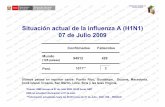 Situación actual de la influenza A (H1N1) 07 de Julio 2009 · EPIDEMIOLOGIA Casos confirmados de influenza A (H1N1) según grupos de edad Perú2009 Fuente: RENACE –DGE-INS 33.7