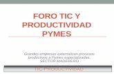 Foro TIC y Productividad Pymes - Imaginar€¦ · terminos de diseño y produccion y al nivel de educacion del personal que lo utiliza. TIC-Productividad . Como ha operado el sector