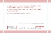 Informe mercado laboral: Movimiento laboral registrado en ...valenciactiva.valencia.es/sites/default/files/... · Disminución del paro en el mes de septiembre en València, a pesar