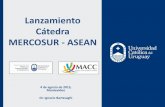 Lanzamiento Cátedra MERCOSUR - ASEAN · PIB (millones US$ a precios corrientes) 5.115.695 Participación sobre el PIB mundial 7% PIB per cápita (US$ a precios corrientes) promedio