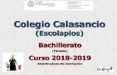 Colegio Calasancio€¦ · La oferta definitiva de materias estará condicionada a las posibilidades organizativas del Colegio. En el 18-19, en 2º de Bto, no se pondrá en marcha
