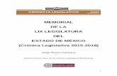 MEMORIAL DE LA LIX LEGISLATURA DEL ESTADO DE MÉXICO ... · Extraordinario de Sesiones (14 de enero de 2016) 160 Instalación del Periodo de Sesiones 160 1. Sesión de Apertura del