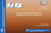 Impulso a la participación en el Programa Marco en …...de la Junta de Andalucía, que desarrolla actividades de: Materiales / Aero TIC Agro-Bio Bio - Salud Energía y MA Emergentes