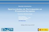 Oportunidades de Participación en Proyectos Europeos · 2020. 7. 18. · • Empresas: 100% (RIA‐proyectos de investigación e innovación) o 70% (IA‐ proyectos de innovación