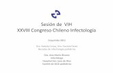 Sesión’de’’VIH XXVIIICongreso’Chileno’Infectología€¦ · – Candidiasis oral y esofágica – Ex: PCR: 97.3 mg/dl, leucocitos: 25800 /mm3. • Diagnóstico: Neumonía