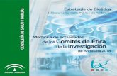 CONSEJERÍA DE SALUD Y FAMILIASsi.easp.es/eticaysalud/sites/default/files/memoria_de... · 2019. 12. 20. · materia de ética e investigación biomédica. Este Comité tendrá entre