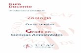 Grado en Ciencias Ambientales - UCAVILA · 2019. 11. 26. · Guía docente de Zoología . 4 . 4 . 2.1. COMPETENCIAS BÁSICAS Y GENERALES (CB1) Que los estudiantes hayan demostrado