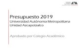 Presupuesto 201 - UAM Azcapotzalco€¦ · 22519008 Presupuesto de Operacion de Proyectos de Investigación del Área de Análisis de Procesos 102,427 0 102,427 22520003 Presupuesto