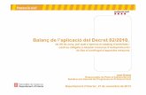 Balançde l’aplicaciódel Decret 82/2010, · 22/11/2013 10110010 Cursos de formació per acreditació de tècnics Centres acreditats per ISPC per fer cursos de PAU: - Barcelona
