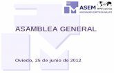 ASAMBLEA GENERAL - ForoEmpresarias.com...Oviedo, 25 de junio de 2012 índice presentación ASEM quienes somos representación institucional servicios que se prestan a las asociadas