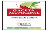gaceta septiembre puntos de cabildo€¦ · GACETA MUNICIPAL Septiembre 2016 Acuerdos de Cabildo H. IX AYUNTAMIENTO DE BAHÍA DE BANDERAS. 2 Directorio Lic. ... Artículo 52 de la