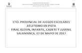 El Digital de Salamanca...JUEGOS ESCOLARES 2016-2017 FINAL DE ATLETISMO EN PISTA AL ALEVIN, INFANTIL, CADETE Y JUVENIL Salamanca 07 de mayo de 2017 CTO. PROVINCIAL DE …