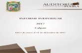 Formato de Informe Individual; - Auditoría Puebla€¦ · El Informe Individual tiene como principal objetivo comunicar la conclusión a la que llegó la Auditoría Superior del