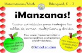 Matemáticas/Math Bilingual, K - 3 ¡Manzanas! · ¡Gracias por descargar Manzanas! Usted puede encontrar más recursos en mi tienda de Teachers pay Teachers, o en el blog School