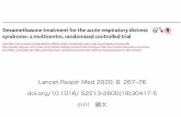 Lancet Respir Med 2020; 8: 267‒76 小川顕太 · 年齢は50歳前後、ARDS発症から11日前後でstudy entry、PF=80前後 ※study中にLow tidal ventilationの有効性が発表され、その後から