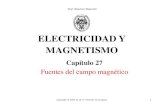 ELECTRICIDAD Y MAGNETISMO · 2016. 7. 29. · 5 Campo magnético creado por una carga puntual en movimiento EJEMPLO 27.1 Una carga puntual de módulo q=4.5 nC se mueve con velocidad