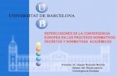 REPERCUSIONES DE LA CONVERGENCIA EUROPEA EN LOS PROCESOS … de la conv eu en... · EUROPEA EN LOS PROCESOS NORMATIVOS: DECRETOS Y NORMATIVAS ACADÉMICAS Ponente: Dr. Gaspar Rosselló