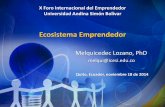 X Foro Internacional del Emprendedor Universidad Andina ... Melquicedec Lozano.pdf · nivel formativo, contexto familiar, los valores sociales, la cultura -La formación alimenta
