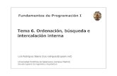 New Tema 6. Ordenación, búsqueda e intercalación interna · 2012. 1. 27. · Fundamentos de Programación I Tema 6. Ordenación, búsqueda e intercalación interna Luís Rodríguez