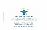 C.E.E. ATENPACE Memoria Anual Curso 2018 2019 · EAT, EOEP, centros de terapias externas…) y contactos con otros centros educativos. 2º trimestre. X . Además de la Jornada de