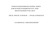 Programación del Departamento de Matemáticas Curso 2019 ......PROGRAMACIÓN DEL DEPARTAMENTO DE MATEMÁTICAS - I.E.S. BULYANA CURSO 2019-20 1. INTRODUCCIÓN 1.1 Estructura del Departamento