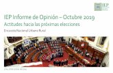 IEP Informe de Opinión Octubre 2019€¦ · Aprobación de elecciones congresales en el 2020 aumenta en comparación a la medición pasada (83% vs. 75% a inicios de octubre). Respaldo