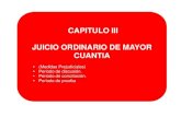CAPITULO III JUICIO ORDINARIO DE MAYOR CUANTIA€¦ · JUICIO ORDINARIO DE MAYOR CUANTIA • (Medidas Prejudiciales) • Periodo de discusión. ... parecer en juicio, o a su personería