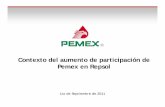 Contexto del aumento de participación de Pemex en RepsolObjetivos estratégicos de crecimiento de Pemex 4 El aumento en la participación de Pemex en Repsol, se inserta en algunos