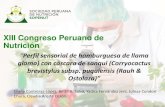 XIII Congreso Peruano de Nutrición · 2017. 9. 5. · Hamburguesa de llama 9 Ingredientes Cantidad (g) Quinua cocida 10 Harina de Kiwicha 1 Sal común 2 Orégano molido 0.05 Pimienta