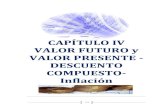 CAPÍTULO IV VALOR FUTURO y VALOR PRESENTE - DESCUENTO … · 2020. 6. 22. · VF VP(1 )i nm/ m (1 )nm/ VF VP i m Dónde: VF= valor futuro VP= valor presente i= tasa nominal m= tipo