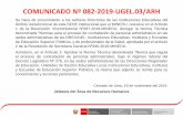 COMUNICADO Nº 082-2019-UGEL.03/ARH³n... · 2020. 7. 31. · denominada “Normas para el proceso de contratación de personal administrativo en las sedes administrativas de las