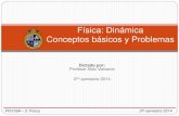 Física: Dinámica Conceptos básicos y Problemasavalcarc/FIS109A/08_Dinamica.pdf · Método para resolver problemas Dibujar un diagrama sencillo del sistema y predecir la respuesta.