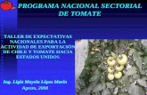 PROGRAMA NACIONAL SECTORIAL DE TOMATE · DE CHILE Y TOMATE HACIA ESTADOS UNIDOS Ing. Ligia Mayela López Marín Agosto, 2008. 1000 productores de tomate Involucra 6 regiones del país.