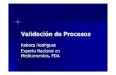 Rebeca Rodríguez Experto Nacional en Medicamentos, FDAdepa.fquim.unam.mx/amyd//archivero/Lecturavalidacion-4_15038.pdf · ValidacióValidación de Procesos: n de Procesos: Establecer
