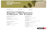 CONCERT INAUGURAL Premi i Mencions d’Honor de Piano...“ A lenda do caboclo” F. Poulenc Improvisation n. 15 (Homage to Edith Piaf) Aleix Massaguer Llanas J. S. Bach .Preludi i
