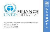 Implementación TCFD en el sector financiero Pilotos de ......Ajustando los sistemas financieros Bancos Trabajo de riesgo climático • Desarrollo conjunto de datos y métodos para