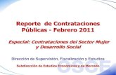 Reporte de Contrataciones Públicas - Febrero 2011 a Febrero 2011_final.pdfA Febrero de 2011 el Estado peruano ha realizado contrataciones por S/. 1,872.22 millones mediante 3,600