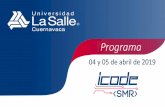 programa - Universidad La Salle · Talleres 04 de abril de 2019 Duración de 3 horas, cupo mínimo 10 / máximo 15 personas, excepto drones 20 personas máximo. Horario Lugar Taller