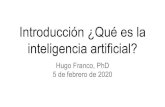 Introducción ¿Qué es la inteligencia artificial?hpclab.ucentral.edu.co/wp-content/uploads/2020/08... · 1. Motivación 2. Definiciones de inteligencia artificial 3. Modelos de