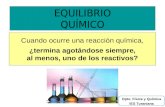 EQUILIBRIO QUÍMICO · EQUILIBRIO QUÍMICO: Es una reacción que nunca llega a completarse, pues se produce simultáneamente en ambos sentidos (los reactivos forman productos, y los