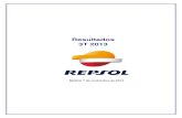 Resultados 3T 2013 - Repsol · 2019. 10. 20. · Repsol Resultados 3T 2013 Repsol 3 1. RESULTADO DE LAS OPERACIONES CONTINUADAS (M€) Cifras no auditadas 3T 2012 2T 2013 3T 2013