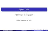 Departamento de Matem´aticas Universidad de Los Andes Primer …acardona/AL-CAP5.pdf · 2007. 3. 15. · ecuaciones lineales, lo anterior corresponde a decir si el sistema de ecuaciones