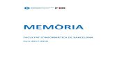 MEMÒRIA · 2020. 1. 29. · El nou format de la memòria ha coincidit amb un canvi en la direcció de la Facultat. El primer any com a degà de la FIB ha estat intens, i malgrat