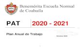 PAT 2020 - 2021 · 2021. 3. 9. · 5 PRESENTACIÓN El Plan Anual de Trabajo (PAT) 2020 – 2021 representa la concreción del Plan de Desarrollo Institucional de la Benemérita Escuela